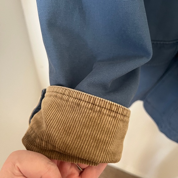 Vintage LL-Bean Barn Jacket XL Blue Blanket Lined Corduroy-Collar Chore Coat - Picture 8 of 9